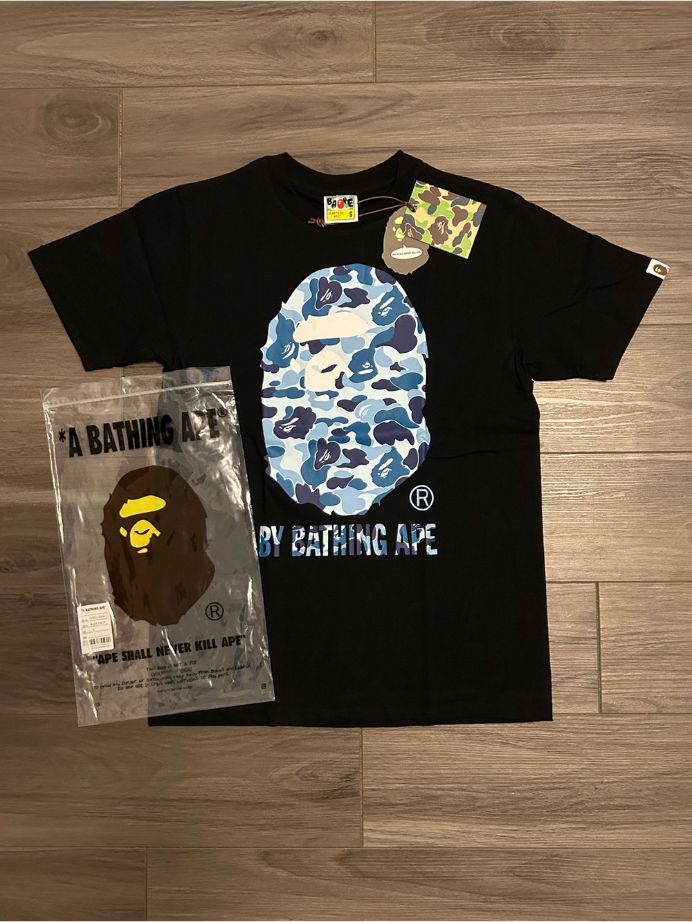 BAPE ABC Camo Ape Head Black T-Shirt – Blue Camo